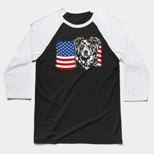 Proud Border Collie American Flag patriotic merle dog Baseball T-Shirt